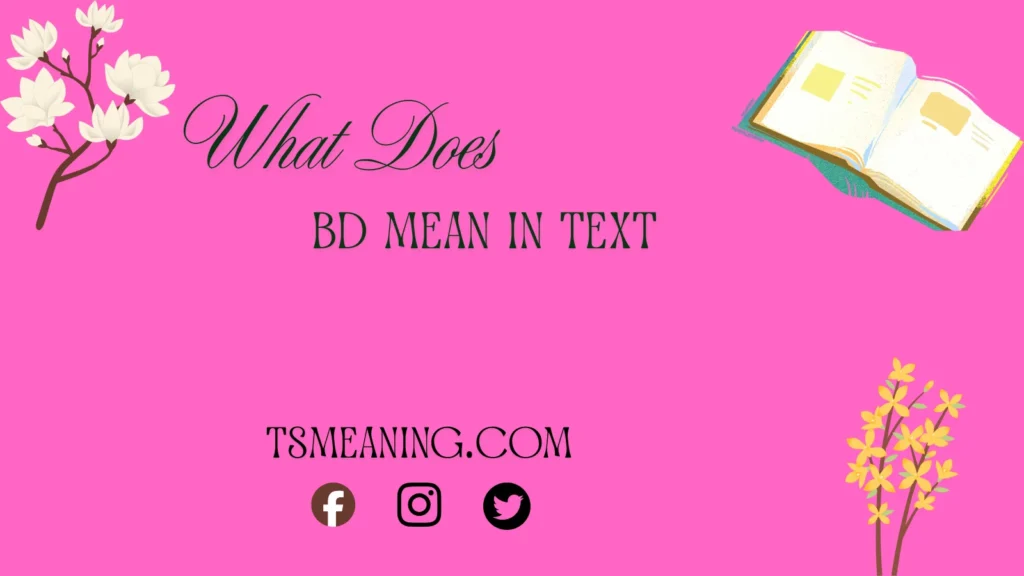 what does BD mean in text